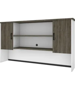 Bestar Norma Hutch, Walnut Grey & White