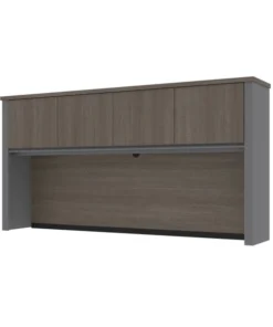 Bestar Prestige + 72W Hutch for Desk Shell, Bark Grey & Slate