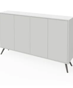 Bestar Krom 60” Storage Cabinet with Metal Legs, White