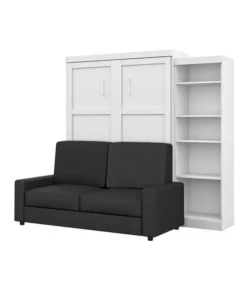 Bestar Pur 96W Queen Murphy Bed, A Storage Unit And A Sofa