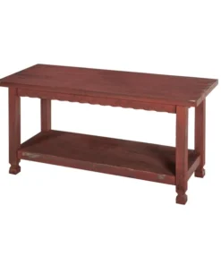 Alaterre Furniture Country Cottage Bench, Red Antique Finish