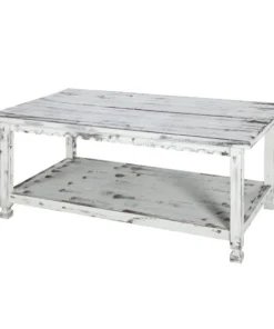 Alaterre Furniture Country Cottage 42"L Coffee Table, White Antique Finish