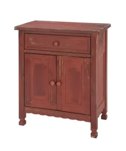 Alaterre Furniture Country Cottage Accent Cabinet, Red Antique Finish