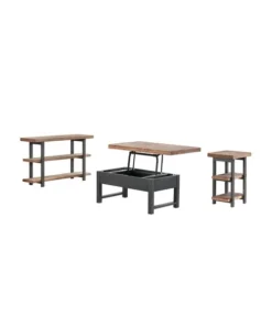 Alaterre Furniture Pomona 4-Piece Living Room Set with 42"W Lift Top Coffee Table, Console Table, and Two End Tables