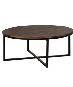 Alaterre Furniture Arcadia Acacia Wood 42" Round Coffee Table, Antiqued Mocha