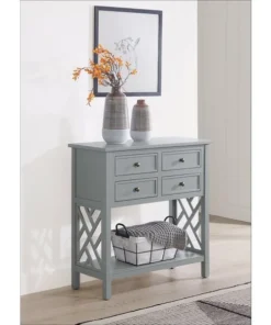 Alaterre Furniture 32 W, 14 L, 32 H, Pine with Composite Wood Top, Gray