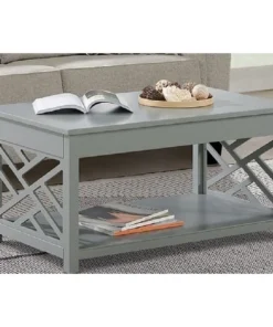 Alaterre Furniture 36 W, 22 L, 18 H, Pine with Composite Wood Top, Gray