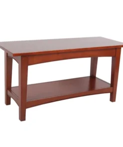 Alaterre Furniture Shaker Cottage Bench with Shelf, Cherry