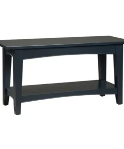 Alaterre Furniture Shaker Cottage Bench with Shelf, Charcoal Gray