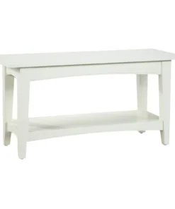 Alaterre Furniture Shaker Cottage Bench with Shelf, Ivory