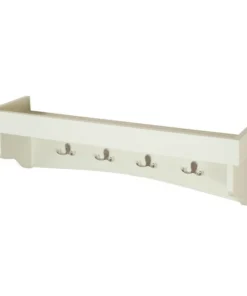 Alaterre Furniture Shaker Cottage Coat Hooks with Tray Shelf, Ivory