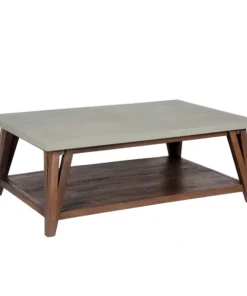 Alaterre Furniture Brookside 48"W Wood with Concrete-Coating Coffee Table