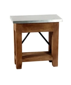 Alaterre Furniture Millwork 22" Wood and Zinc Metal End Table with Shelf