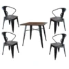 Amerihome Loft Glossy Black Dining Set with Wood Tops, 5 Piece Set