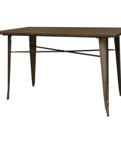 Amerihome Loft Rustic Gunmetal Metal Dining Table with Wood Top