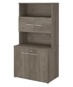 Bush Business Furniture Office 500 36W Tall Storage Cabinet W/ Doors and Shelves, Modern Hickory