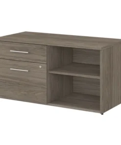 Bush Business Furniture Office 500 Low Storage Cabinet W/ Drawers and Shelves, Modern Hickory