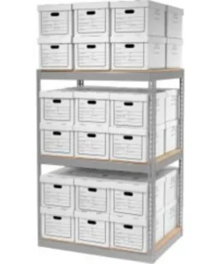 Global Equipment Record Storage Open With Boxes 42"WX30"DX60"H - Gray