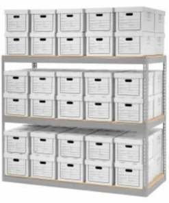 Global Equipment Record Storage Rack With Boxes 72"W x 30"D x 60"H - Gray