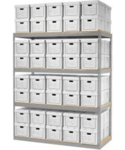 Global Equipment Record Storage Open With Boxes 72"W x 30"D x 84"H - Gray