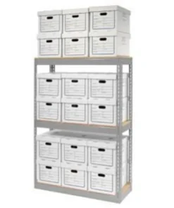 Global Equipment Record Storage Open With Boxes 42"WX15"DX60"H - Gray