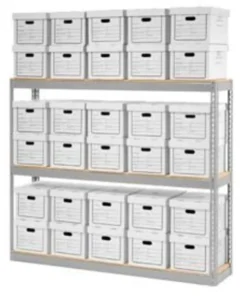 Global Equipment Record Storage Open With Boxes 72"W x 15"D x 60"H - Gray