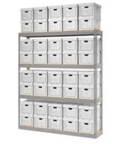 Global Equipment Record Storage Open With Boxes 72"W x 15"D x 84"H - Gray