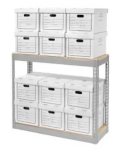 Global Equipment Record Storage With Boxes 42"W x 15"D x 36"H - Gray