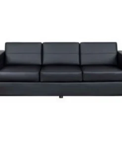 Global Equipment Interion Antimicrobial Upholstered Leather Sofa, Black