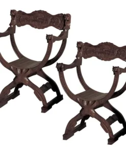 Design Toscano Medieval Cross Frame Chair, PK 2