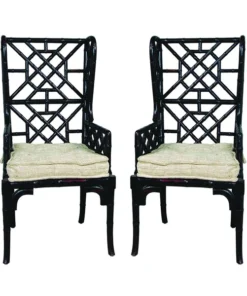 Elk Home Bamboo Chair, Black, PK 2