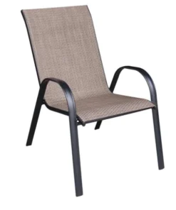 Ace Trading Living Accent Black Steel Frame Sling Chair Tan