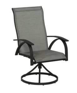 Living Accents Roscoe Black Steel Frame Sling Swivel Chair