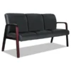 Alera Reception Lounge WL 3-Seat Sofa, 65.75w x 26.13d x 33h, Black/Mahogany