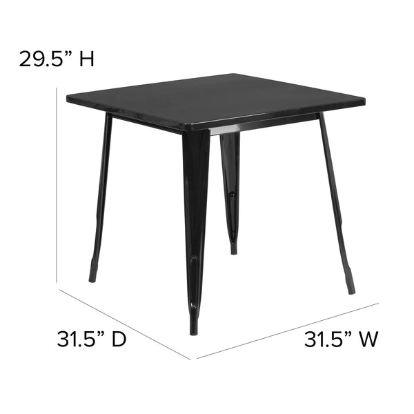 Flash Furniture Square 31.5" W, 31.5" L, 29.5" H, Metal Top, Black - Image 3