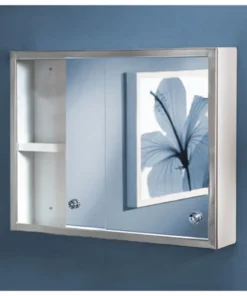 Ketcham 24" x 20" Surface Mounted Polished Edge Sliding Door Medicine Cabinet