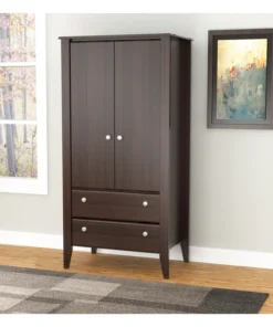 Inval Armoire/Wardrobe 20.4 in. D x 31.5 in. W x 63 in. H in Espresso