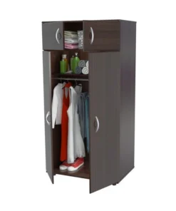 Inval Armoire/Wardrobe 31.5 in W x 18.3 in D x 63 in H in Espresso
