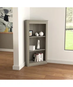 Inval Corner Bookshelf Wall Unit 47.24 in. H 3-shelf in Smoke Oak