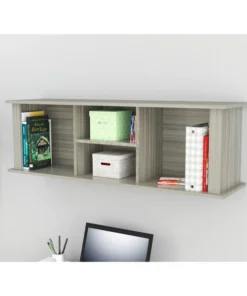 Inval Wall Mounted Hutch 47 in.W Rectangular Washed Oak with Open Storage