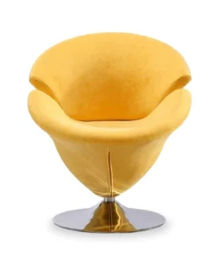 Manhattan Comfort Tulip Swivel Accent Chair in Yellow and Polished Chrome