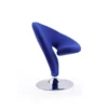 Manhattan Comfort Curl Swivel Accent Chair in Blue and Polished Chrome