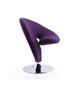 Manhattan Comfort Curl Swivel Accent Chair in Purple and Polished Chrome