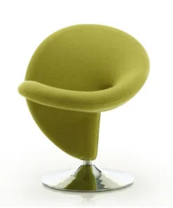 Manhattan Comfort Curl Swivel Accent Chair in Green and Polished Chrome