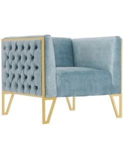 Manhattan Comfort Vector Accent Chair in Ocean Blue and Gold