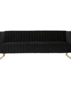 Manhattan Comfort Trillium Sofa in Black and Rose Gold