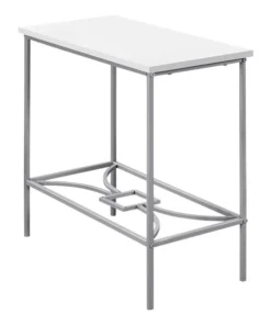 Monarch Specialties Accent Table - 22"H / White / Silver Metal