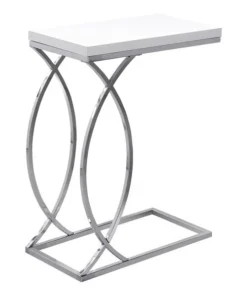 Monarch Specialties Accent Table - Glossy White With Chrome Metal