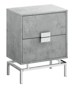 Monarch Specialties Accent Table - 24"H / Grey Cement / Chrome Metal