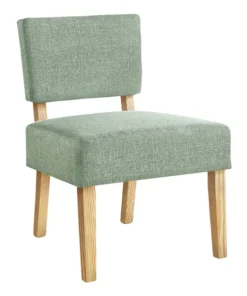 Monarch Specialties Accent Chair, Light Green Fabric, Natural Wood Legs